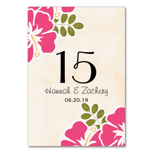FUCHSIA HIBISCUS HAWAIIAN TROPICAL TABLE NUMBER KAART (Achterkant)