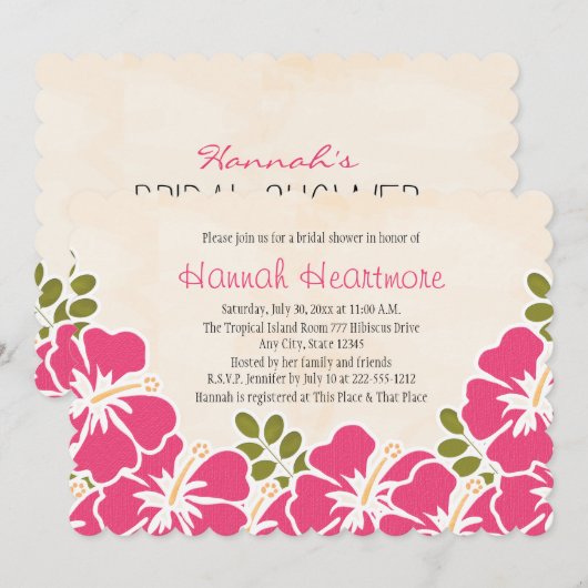 Fuchsia Hibiscus Hawaiian Verleend Vrijgezellenfee Kaart (Voorkant / Achterkant)