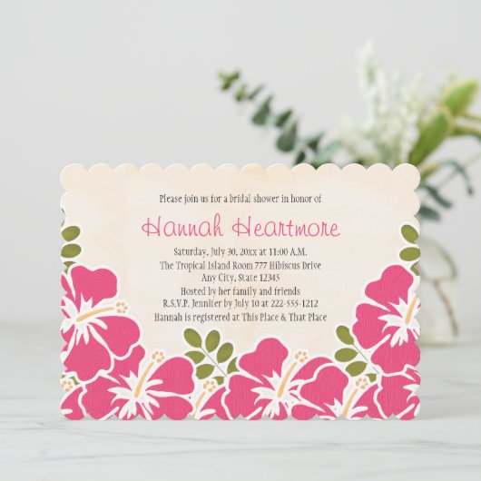 Fuchsia Hibiscus Hawaiian Verleend Vrijgezellenfee Kaart (Staand voorkant)