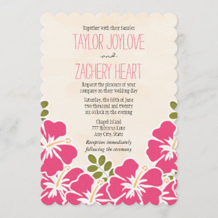 Fuchsia Hibiscus Hawaiian Wedding Invitations Kaart