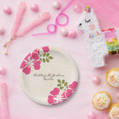 Fuchsia Hibiscus Hawaiian Wedding Papieren Bordje (Feest)