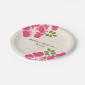 Fuchsia Hibiscus Hawaiian Wedding Papieren Bordje (Gekanteld)