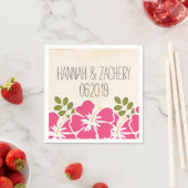 Fuchsia Hibiscus Hawaiian Wedding Servetten (Insitu)