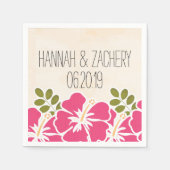Fuchsia Hibiscus Hawaiian Wedding Servetten (Voorkant)