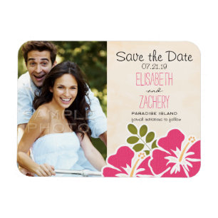 Fuchsia Hibiscus Tropical Save the Date Magnets Magneet