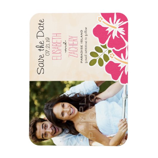 Fuchsia Hibiscus Tropical Save the Date Magnets Magneet (Verticaal)
