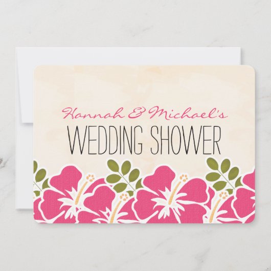 Fuchsia Hibiscus Tropical Thleges Shower Kaart (Achterkant)