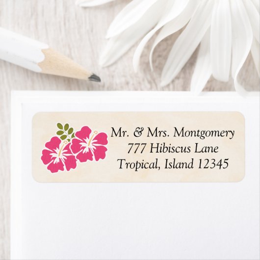 Fuchsia Hibiscus Tropical ThreadHawaiian Etiket (Insitu)