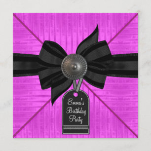 Fuchsia Hot Pink Black Vrouwen Verjaardagsfeest Kaart