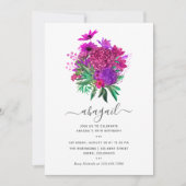 Fuchsia Hot-Pink en Paarse Shabby Floral Birthday Kaart (Voorkant)