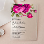 Fuchsia Hot Pink Roses Wedding Acryl Uitnodigingen