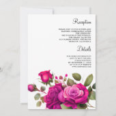 Fuchsia Hot Pink Rozen Alles in één bruiloft Kaart (Achterkant)