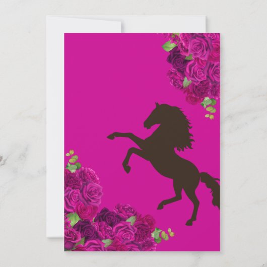 Fuchsia Hot Pink Rozen Western Charro Quinceañera Kaart (Achterkant)