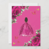Fuchsia Hot roze bloemig bruin prinses quinceañera Kaart (Achterkant)