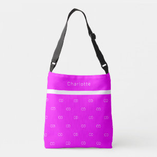 Fuchsia hot-roze monogram initiaal patroonnaam crossbody tas
