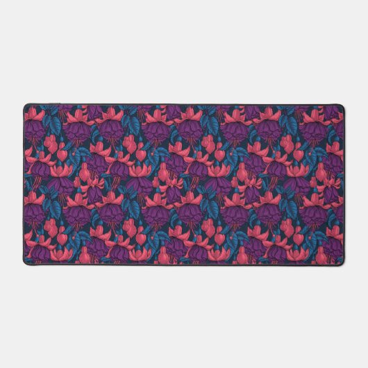 Fuchsia in blauw en paars bureaumat (Voorkant)