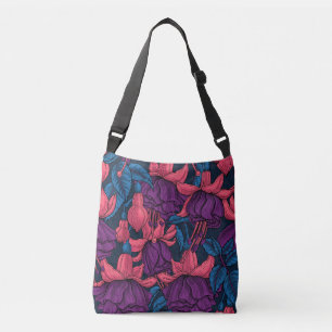 Fuchsia in blauw en paars crossbody tas