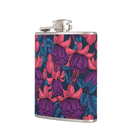 Fuchsia in blauw en paars heupfles (Links)