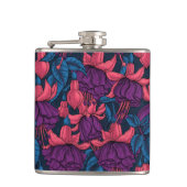 Fuchsia in blauw en paars heupfles (Voorkant)