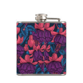 Fuchsia in blauw en paars heupfles (Achterkant)