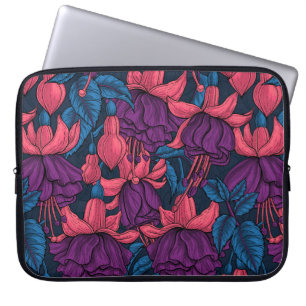 Fuchsia in blauw en paars laptop sleeve