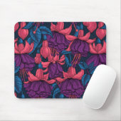 Fuchsia in blauw en paars muismat (Met muis)