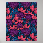 Fuchsia in blauw en paars poster (Voorkant)