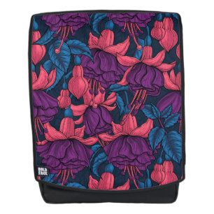Fuchsia in blauw en paars rugtassen