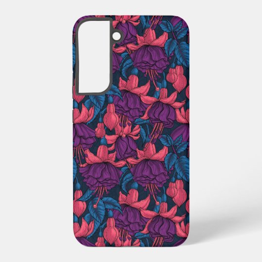 Fuchsia in blauw en paars samsung galaxy hoesje (Achterkant)