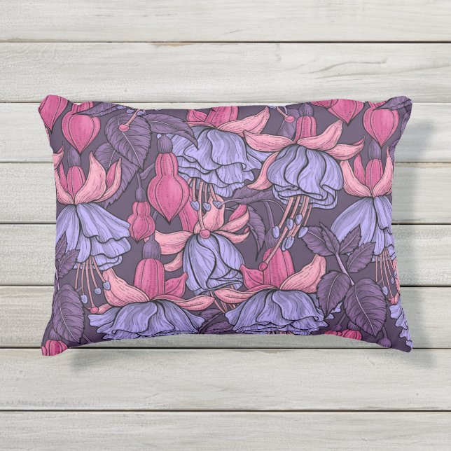 Fuchsia in roze en violet buitenkussen (Voorkant)