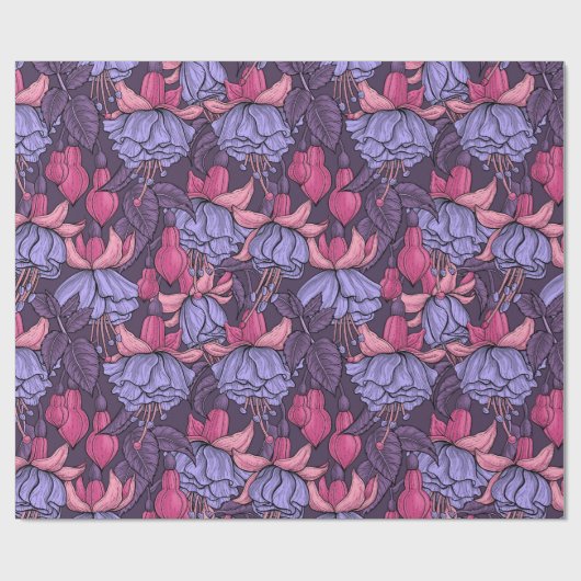 Fuchsia in roze en violet cadeaupapier (Vlak)
