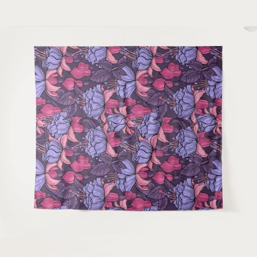 Fuchsia in roze en violet wandkleed (Voorkant (horizontaal))