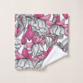 Fuchsia in wit en roze bad handdoek (Wasdoekje)