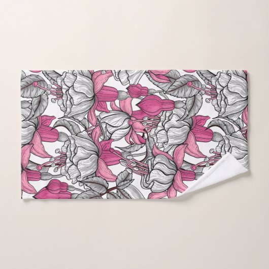 Fuchsia in wit en roze bad handdoek (Handdoek)
