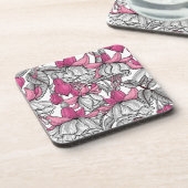 Fuchsia in wit en roze bier onderzetter (Linkerzijde)