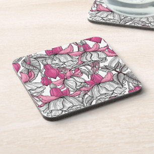 Fuchsia in wit en roze bier onderzetter