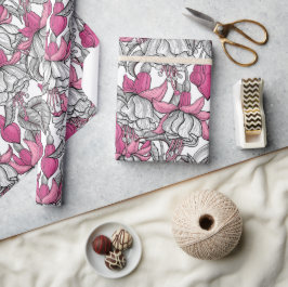 Fuchsia in wit en roze cadeaupapier
