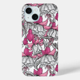 Fuchsia in wit en roze iPhone 15 case