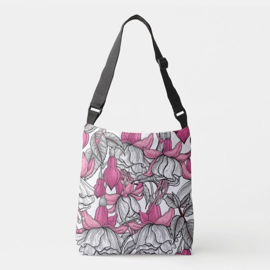 Fuchsia in wit en roze crossbody tas (Voorkant)