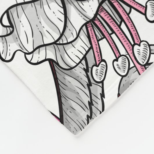 Fuchsia in wit en roze fleece deken (Hoek)