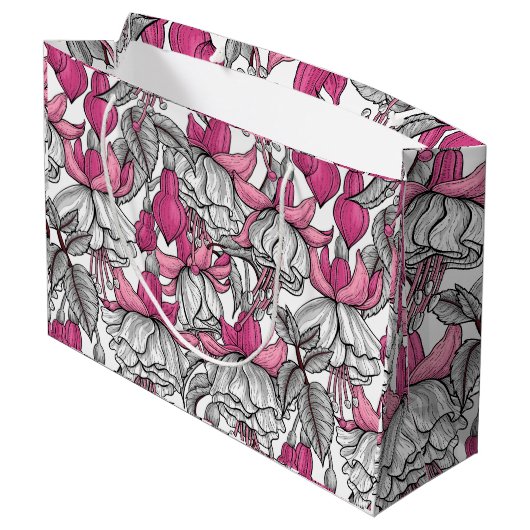Fuchsia in wit en roze groot cadeauzakje (Achterkant Gekanteld)
