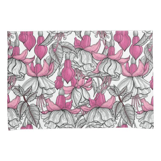 Fuchsia in wit en roze kussensloop (Voorkant-Rechts)