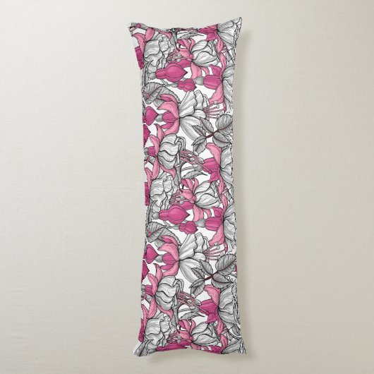 Fuchsia in wit en roze lichaamskussen (Achterkant (Verticaal))