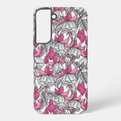 Fuchsia in wit en roze samsung galaxy hoesje (Achterkant)
