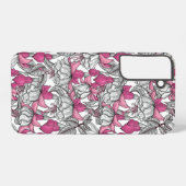 Fuchsia in wit en roze samsung galaxy hoesje (Achterkant horizontaal)