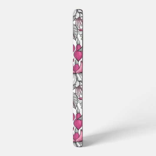 Fuchsia in wit en roze samsung galaxy hoesje (Linkerkant)