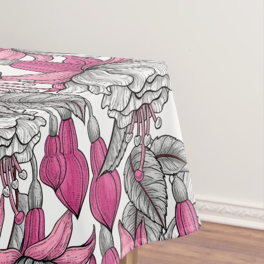 Fuchsia in wit en roze tafelkleed (Voorbeeld)