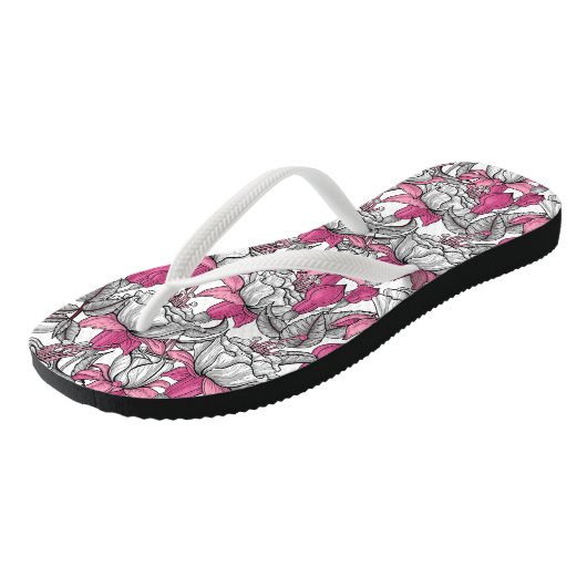 Fuchsia in wit en roze teenslippers (Schuin)