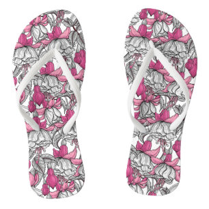 Fuchsia in wit en roze teenslippers