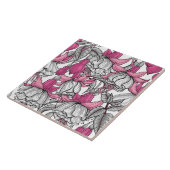 Fuchsia in wit en roze tegeltje (Zijkant)